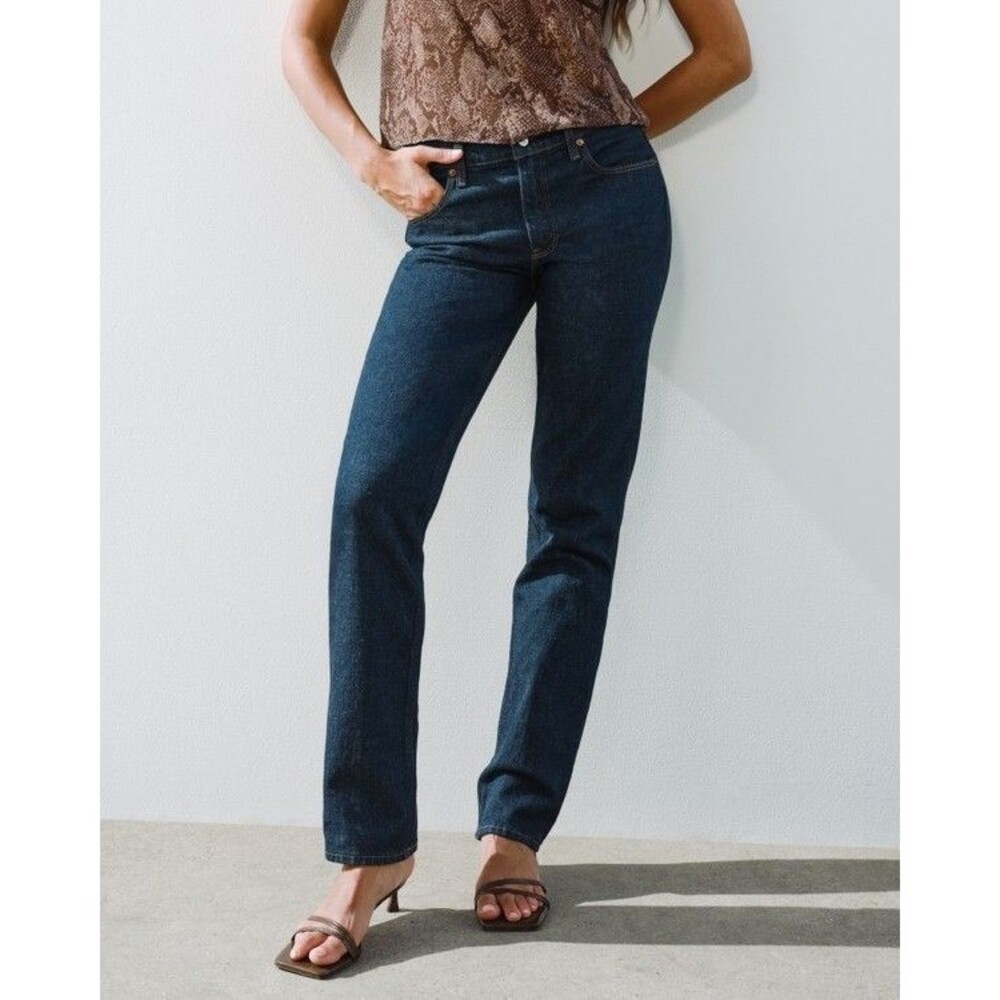 Abercrombie & Fitch 90's Straight Mid Rise Jeans Dark Wash Size 26 Short Curve